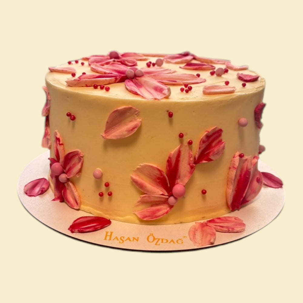 Elegante Blütentorte in Rosa & Creme