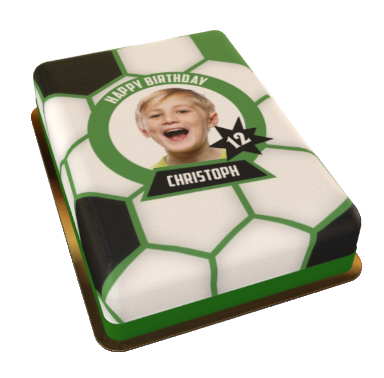 Fußball Foto Torte Personalisiert mit Bild, Gruß, Name und Alter