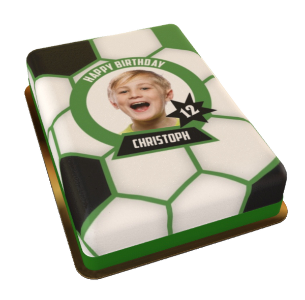 Fussball Torte personalisiert mit Wunschfoto Namen und Alter