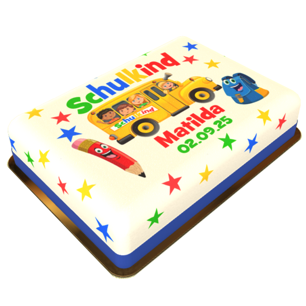 Schulbus-Torte zur Einschulung  Mit Name und Datum personalisierbar