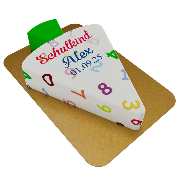 Schultüten-Torte – Zahlen mit buntem Fondantdruck