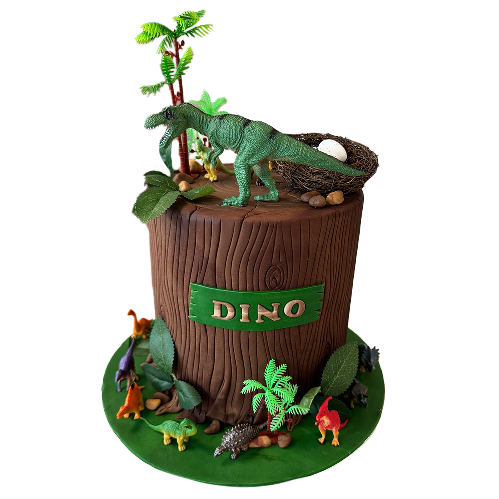 Baumstamm-Torte Dino