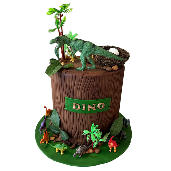 Baumstamm-Torte Dino