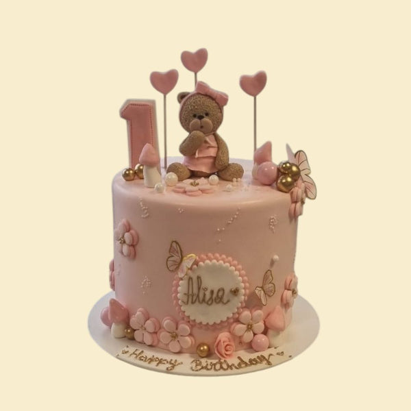 1. Geburtstag Torte Rosa mit Bärchen