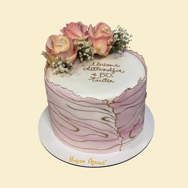 Rosa Blumenglanz Torte – Elegante Jubiläumstorte