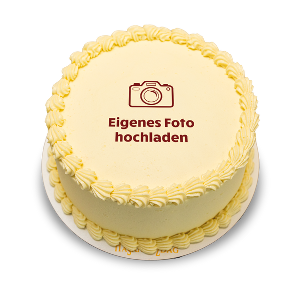 Runde Foto-Torte mit Buttercreme – Dein Bild auf köstlichem Fondant