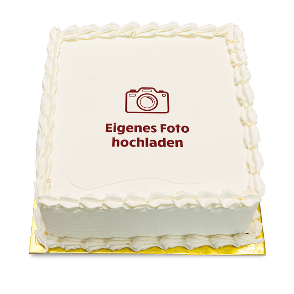 Quadratische Foto-Torte mit Türkischer Sahne – Dein Bild auf köstlichem Fondant