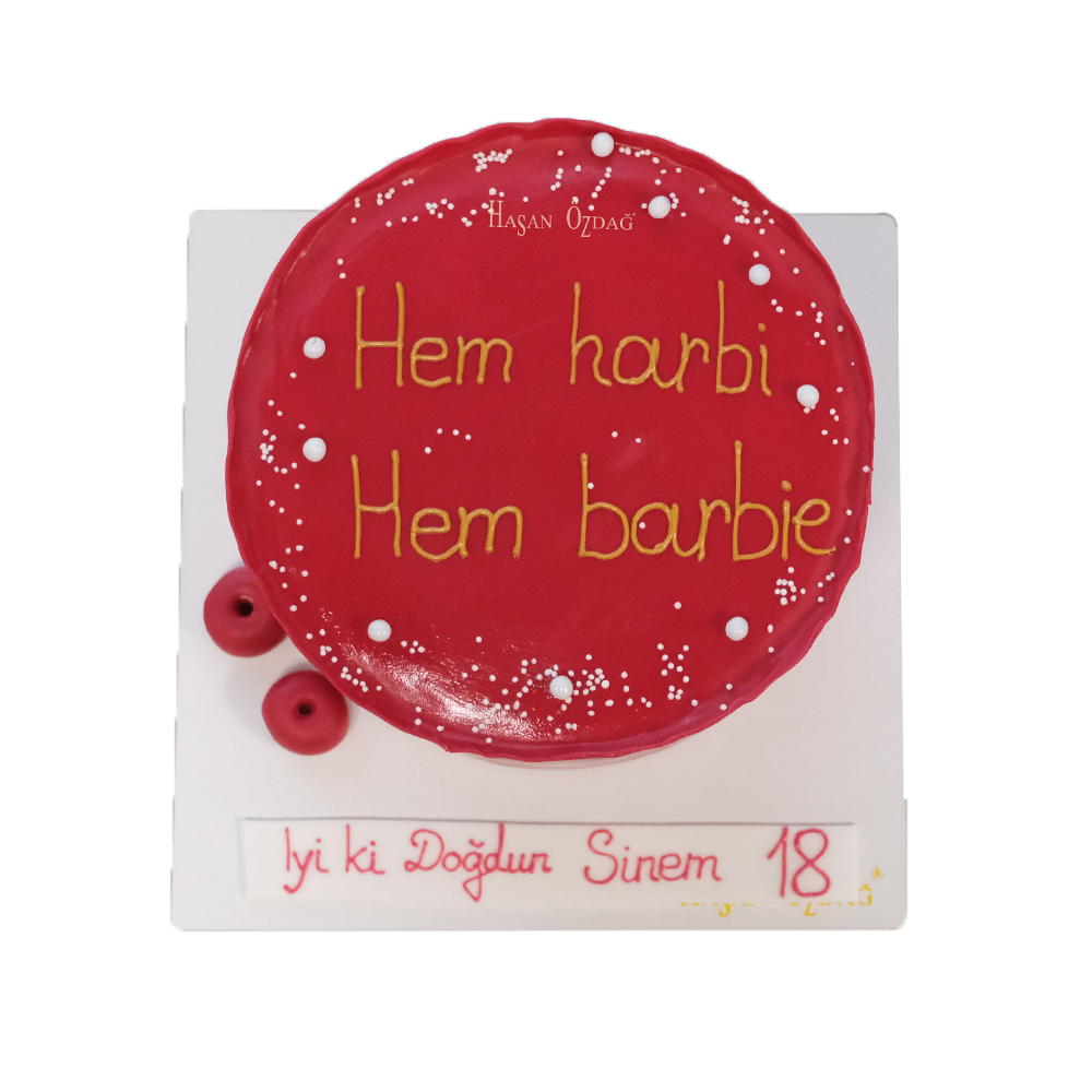 Rote Torte mit weißen Perlen
