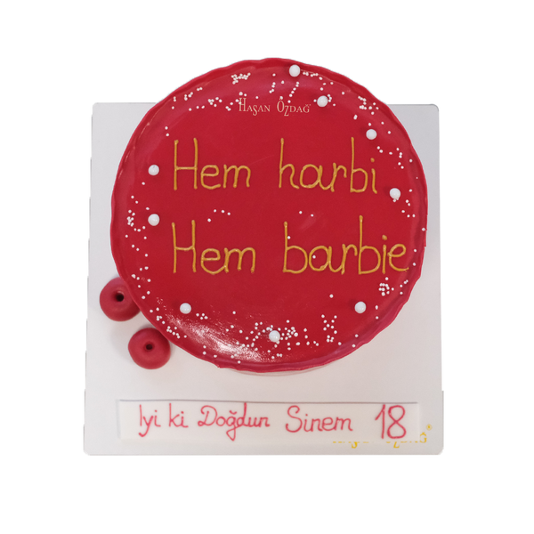 Rote Torte mit weißen Perlen
