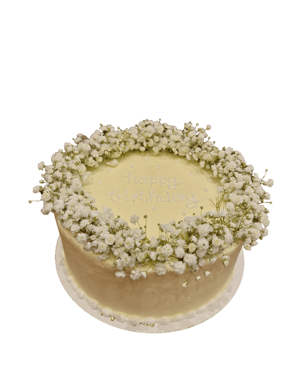 Runde Buttercreme Torte mit Schleierkraut