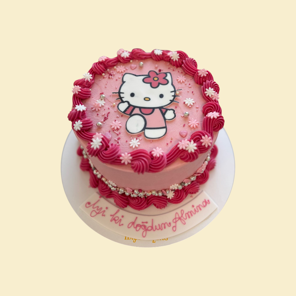 Runde Hello kitty Torte mit Fotodruck