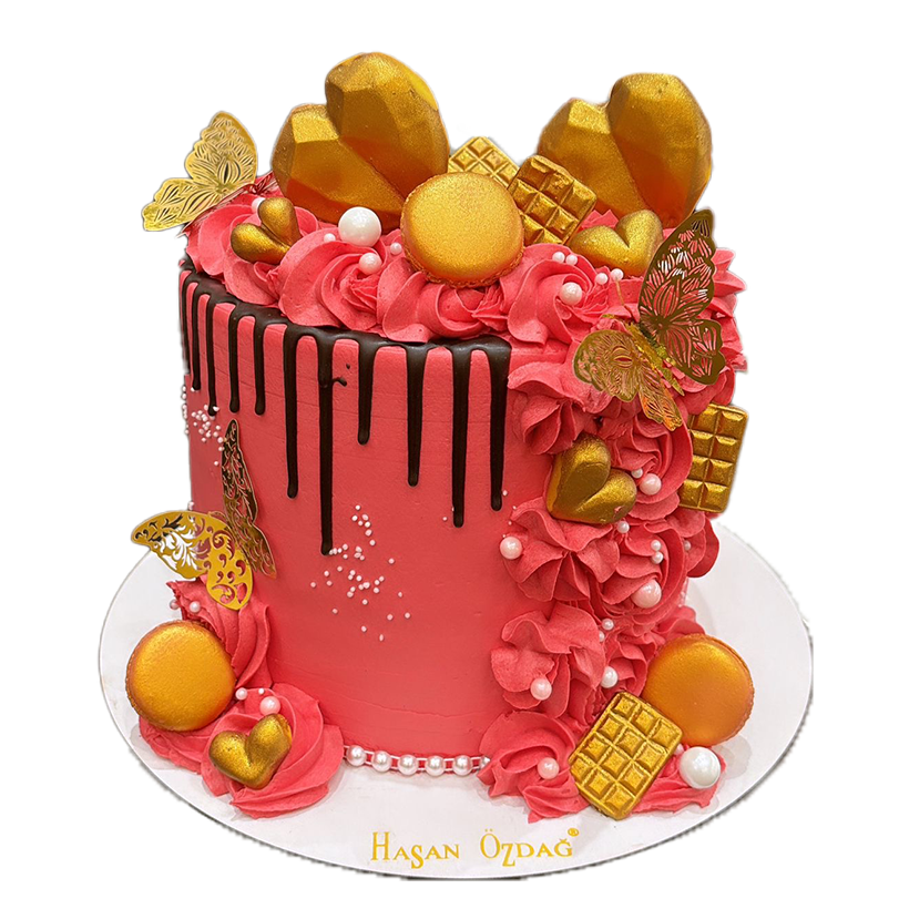 Schmetterling Torte Gold Pink