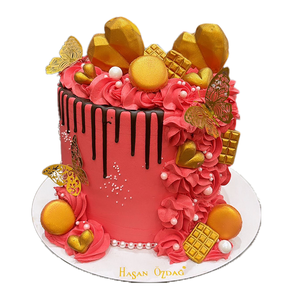 Schmetterling Torte Gold Pink