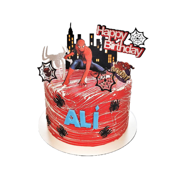 Torte mit Spinnennetz und Held Topper Torte mit Spinnennetz und Held Topper